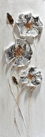 Quadretto verticale fiori toni tortora petali argentati 30X90 41035 COLORI E LUCI