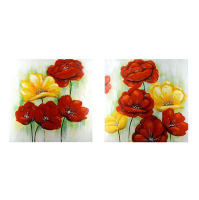 Quadri con fiori rossi e gialli 100x100  38173