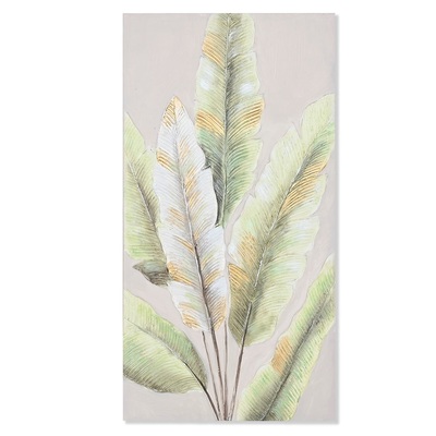 Quadro lungo verticale tonalit&agrave; verdi con foglie 50x100 modello B 42615 COLORI E LUCI