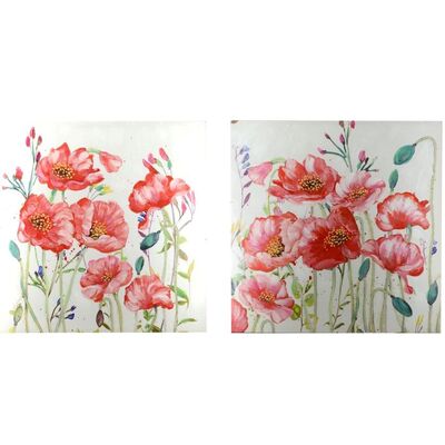 Quadri con papaveri 100x100cm set da 2 38043 COLORI E LUCI