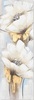 Quadro stretto e lungo 30x90 fiore bianco dettagli oro tortora 40376 COLORI E LUCI