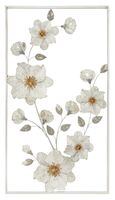 Quadro 3d fiori bianchi cornice metallo 50x90,5  40692