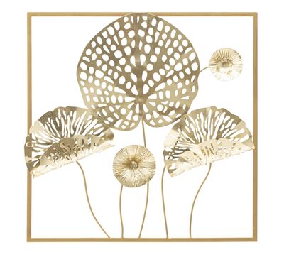 Quadro decorativo 3d bordo quadro oro foglie e fiori 50x50cm 40508 COLORI E LUCI