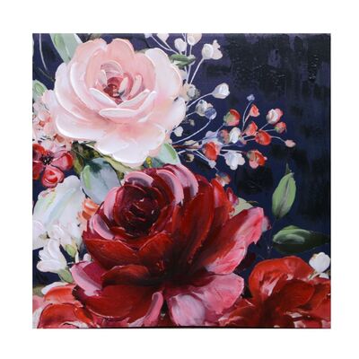 Quadro 50x50cm con fiori rossi e sfondo scuro  38977