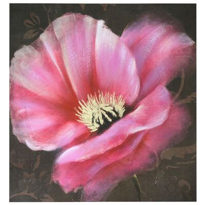 Quadro con grande fiore rosa su sfondo scuro 80x80cm  39169