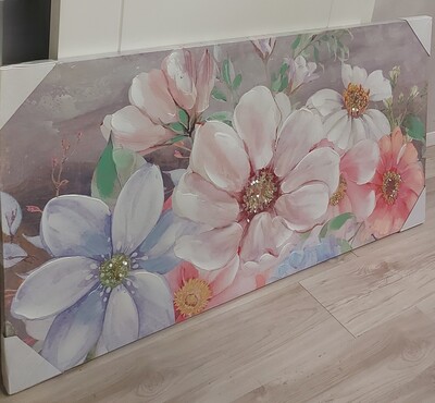 Quadro 120x60 con fiori azzurri  43446