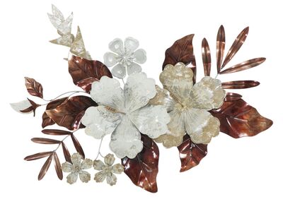 Quadro foglio ramate 3D e fiori bianchi 83x55cm 40691 COLORI E LUCI
