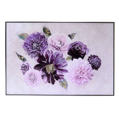 Quadro con cornice e fiori viola e rosa 122x82  39406