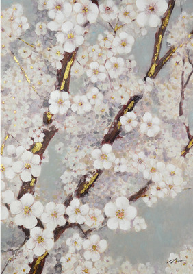 Quadro con rami e fiori bianchi 70x100cm 38225 COLORI E LUCI