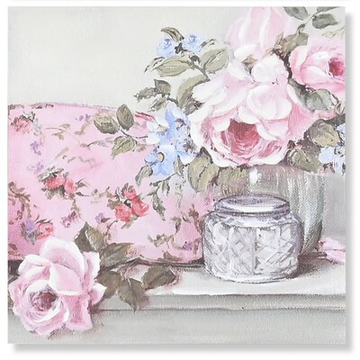 Quadro con piccolo bouquet di rose 60x60  43021