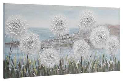 Quadro paesaggio marino con soffioni e sfondo azzurro 120x60  42174
