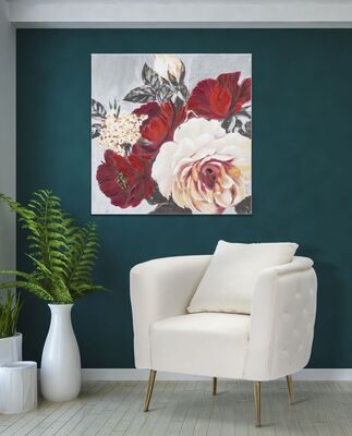 Quadro fiori rossi moderno di forma quadrata 90cm  40345