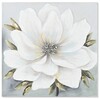 Quadro primo piano fiore bianco sfondo grigio 60x60  43037