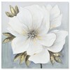 Quadro moderno corolla di fiore bianco su sfondo grigio 60x60  43038