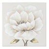 Quadro 60x60cm fiori bianchi su sfondo grigio pistilli brillantinosi  43035