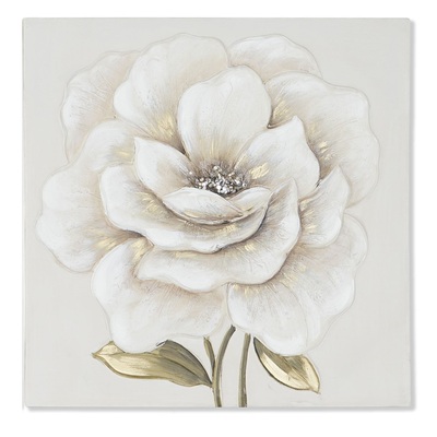 Quadro moderno fiore con sfondo decor 60x60 pistilli applicati  43036