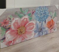 Quadro grande 120x60 fiori azzurri e rosa 43447 COLORI E LUCI