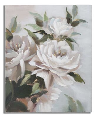Quadro 80x100 fiori bianchi e foglie verdi  40276