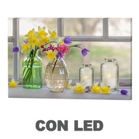 Quadro con led stampa vasi fiori e candele 40x30 43538 COLORI E LUCI