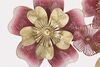Particolare di Quadro pannello in metallo con fiori piccoli e grandi bordeaux rossi oro 91,4x50,8  4