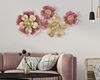 Quadro pannello in metallo con fiori piccoli e grandi bordeaux rossi oro 91,4x50,8  41314 - foto 4