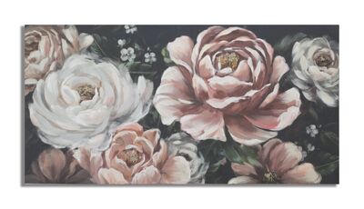 Quadro moderno fiori rosa e bianchi di notte 120x60cm  40342