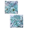 Set di due quadri fiori verde acqua azzurri 60x60cm 40076 COLORI E LUCI