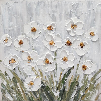 Quadretto fiori di campo bianchi 30x30  41385