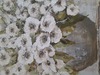 Dettaglio Quadro grande 100x100 bicicletta con cesto di fiori bianchi