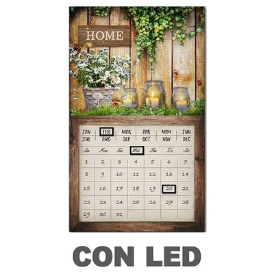 Quadro lanterne a led e fiori con calendario 30x50 43534 COLORI E LUCI