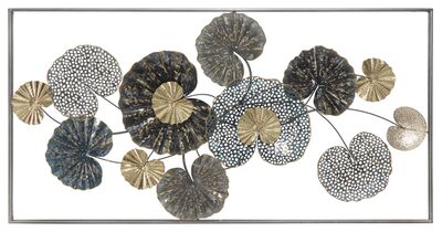 Quadro lungo orizzontale metallo toni blu oro tortora grigio 134,5x68,5  41291