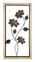 Pannello quadro in metallo e legno antichizzato fiori 30x60 A 41104 COLORI E LUCI