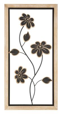 Originale quadro in metallo e legno 30x60 con fiori B  41105