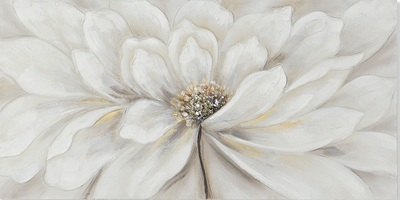 Quadro tortora petali rilievo con fiore bianco 120x60 e dettagli materici 41349 COLORI E LUCI