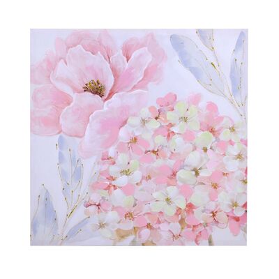 Quadro con fiori di peonia e viburno rosa 80x80  39249
