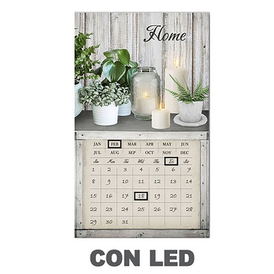 Quadro stampa piantine verdi con candele e calendario con led 30x50 43535 COLORI E LUCI