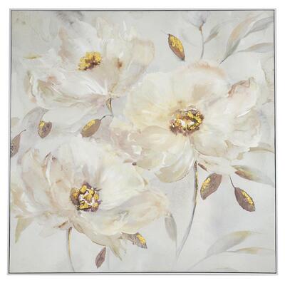 Quadro quadrato con cornice sottile e fiori bianchi 80cm 39622 COLORI E LUCI