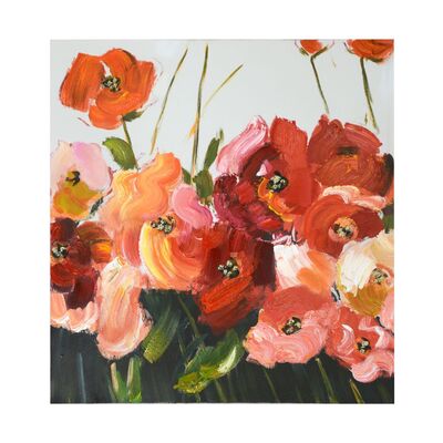 Quadro quadrato 80x80 con fiori rossi  39410