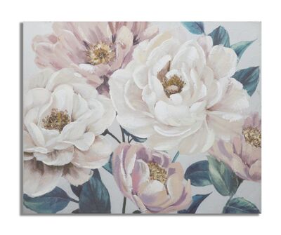 Quadro rettangolare 100x80cm fiori bianchi e rossa belle foglie verdi  40349