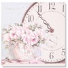 Quadro su tela dipinto 60x60 con rose e orologio  43019