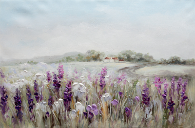 Quadro dipinto soffio di lavanda e dolci colline 90x60  43083
