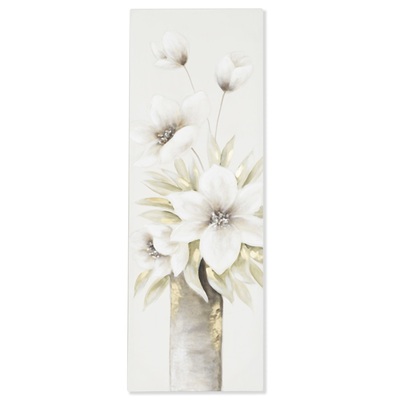 Quadro su tela particolari dipinti vaso con fiori stretto e alto 120x40 41353 COLORI E LUCI