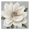 Quadro fiore bianco che sboccia sulla tela e pistilli che brillano 40x40  43042