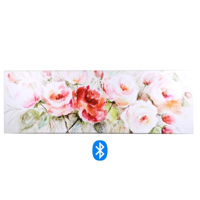 Quadro stampa dai toni rosa e verdi con fiori e bluetooth 43516 COLORI E LUCI