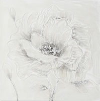 Quadro dipinto su tela 80x80 fiori bianco/argento A 41346 COLORI E LUCI