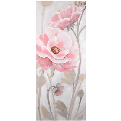 Quadro alto 135cm verticale o orizzontale dettagli tortora e fiori rosa 39263 COLORI E LUCI