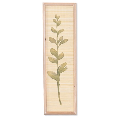 Quadro verticale botanico con foglie verdi e cornice 35x120 cm  45761
