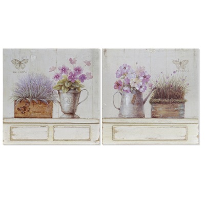Set 2 quadretti shabby 30x30 vasi fiori e lavanda 39905 COLORI E LUCI