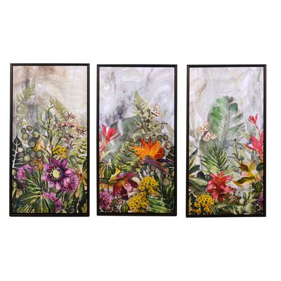 Tre quadri con fiori tropicali 43x83cm che possono formare un trittico 38389 COLORI E LUCI