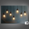 Particolare di Quadro stampa lampadine sfondo azzurro con led 60x40  43557